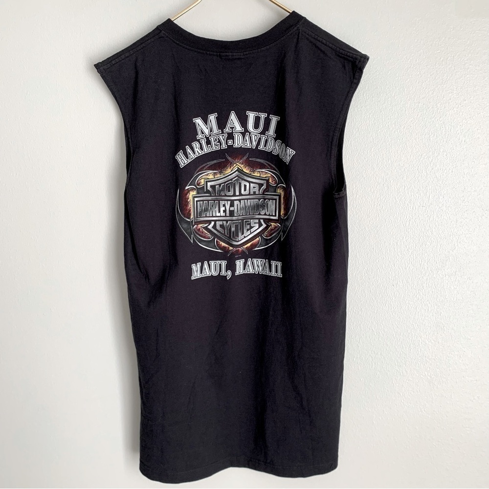 Harley Davidson motorcycle Maui Hawaii sleeveless t-shirt black